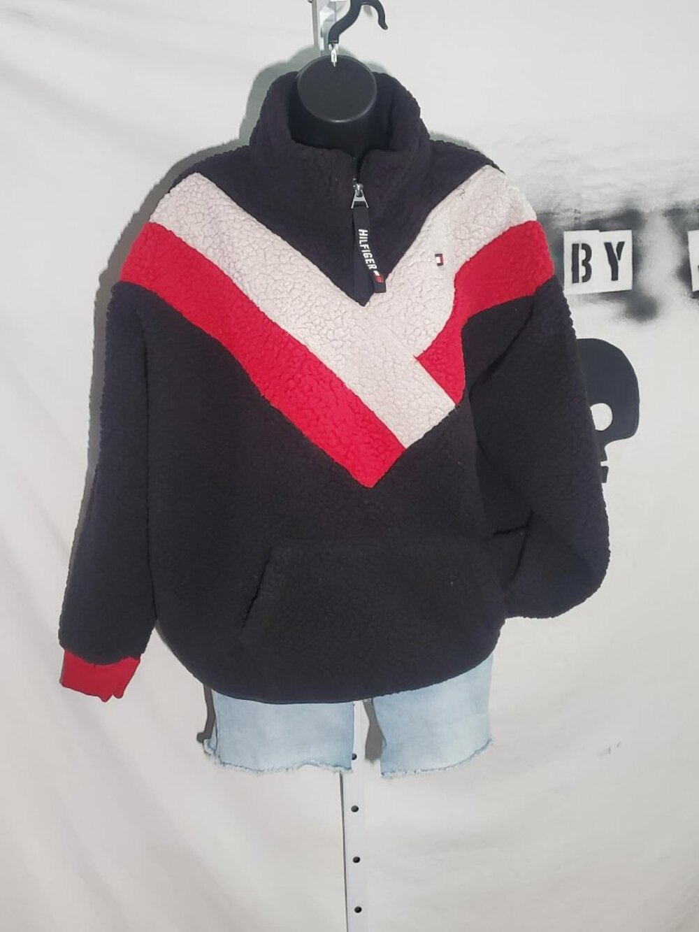 Tommy Hilfiger Sport Sherpa Fleece Quarter Zip Sz XL women's